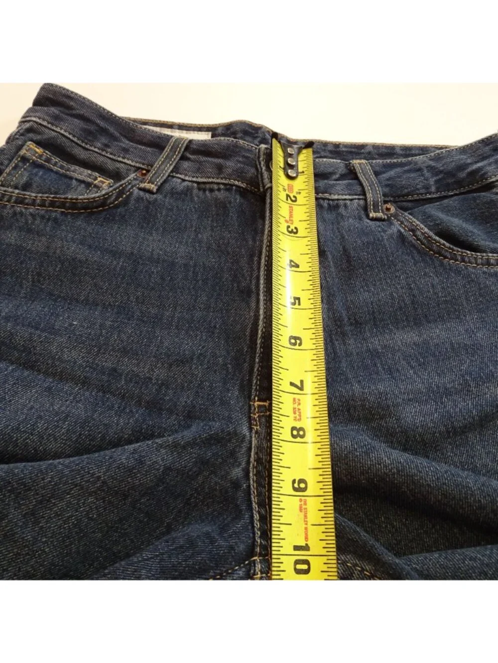 Zara Wide Leg Raw Hem Jeans Denim Blue Size 2 High Waist Boho Retro Streetwear - Picture 9 of 11